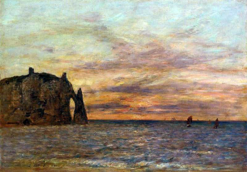 Eugene-Louis Boudin Etretat: the Falaise d'Aval at Sunset - Canvas Print
