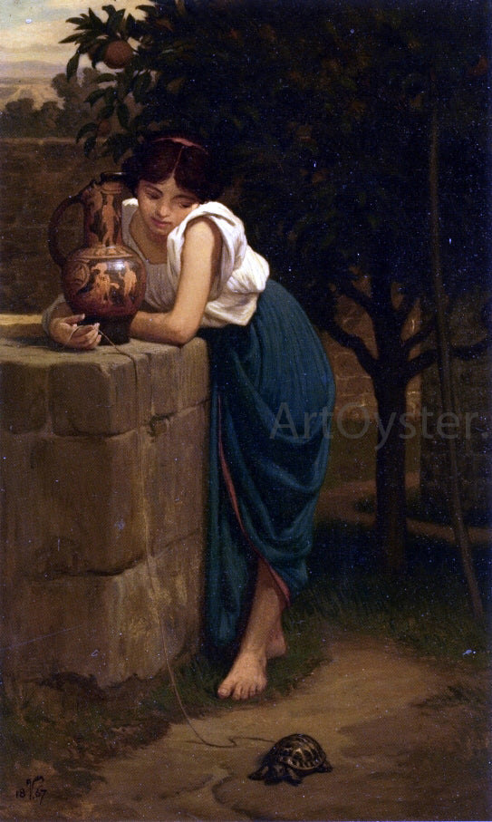 Elihu Vedder Etruscan Girl with Turtle - Canvas Print