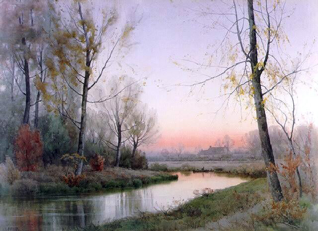 Henry Farrer Evening Along the River - Canvas Print