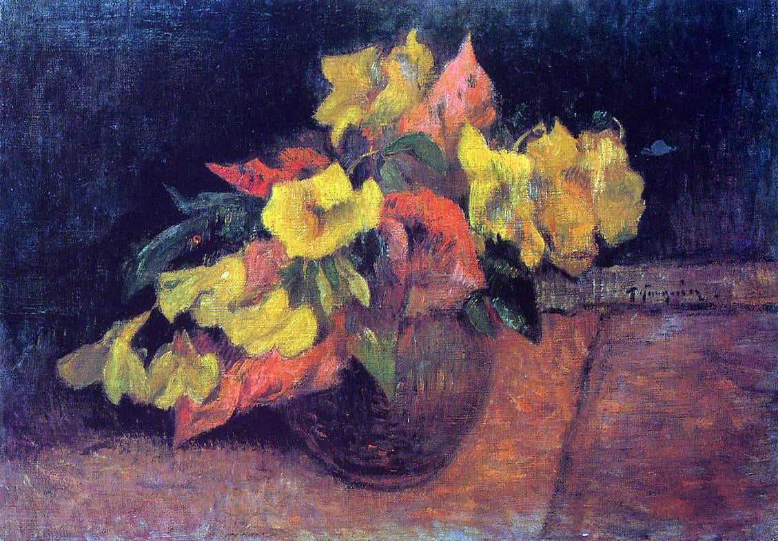 Paul Gauguin Evening Primroses in a Vase - Canvas Print
