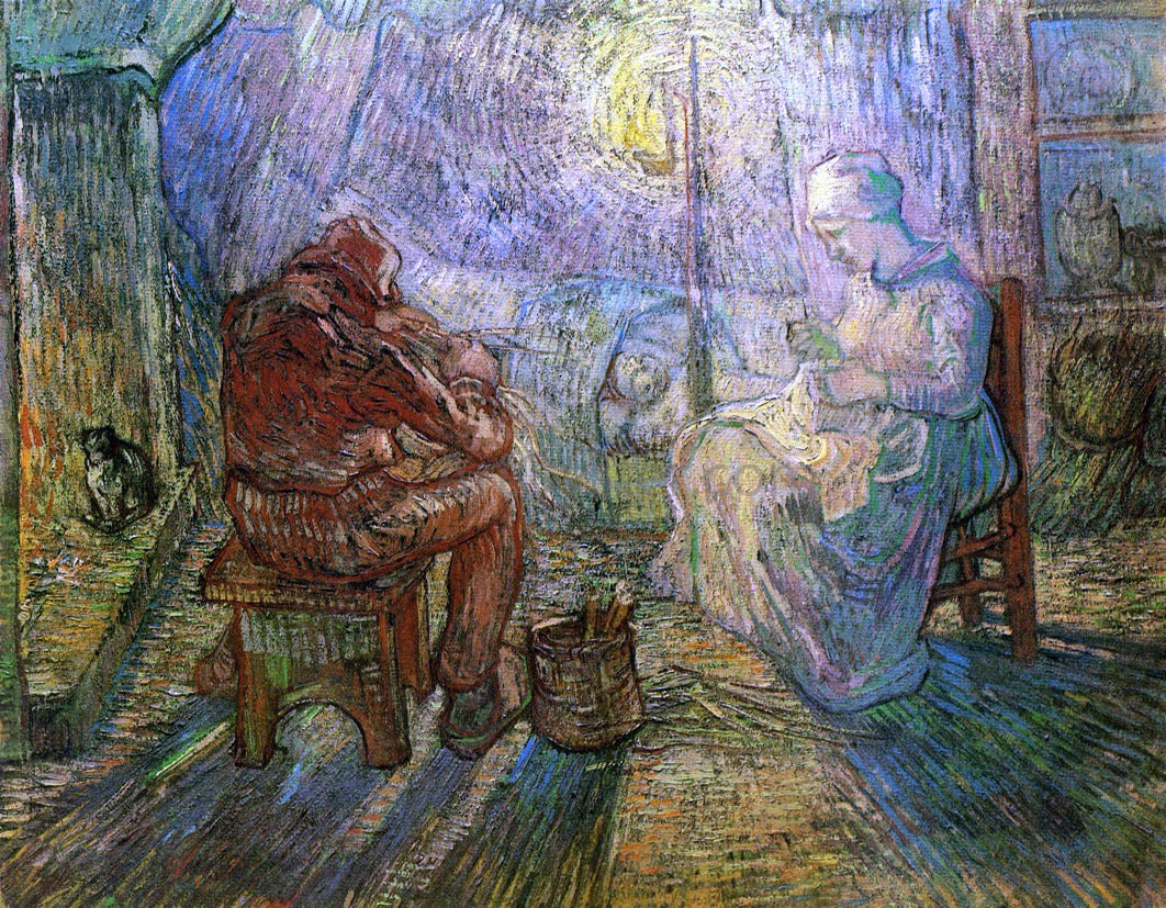 Vincent Van Gogh Evening: The Watch (after Millet) - Canvas Print