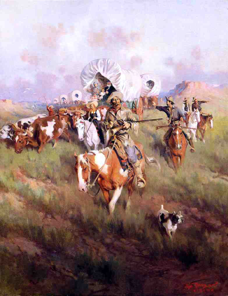 Frank Tenney Johnson Ever Westward - Canvas Print