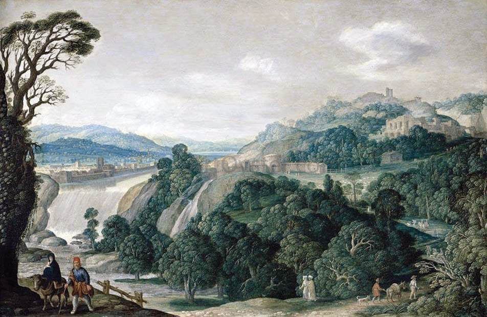 Johann Konig Extensive Landscape with the Flight into Egypt - Canvas Print