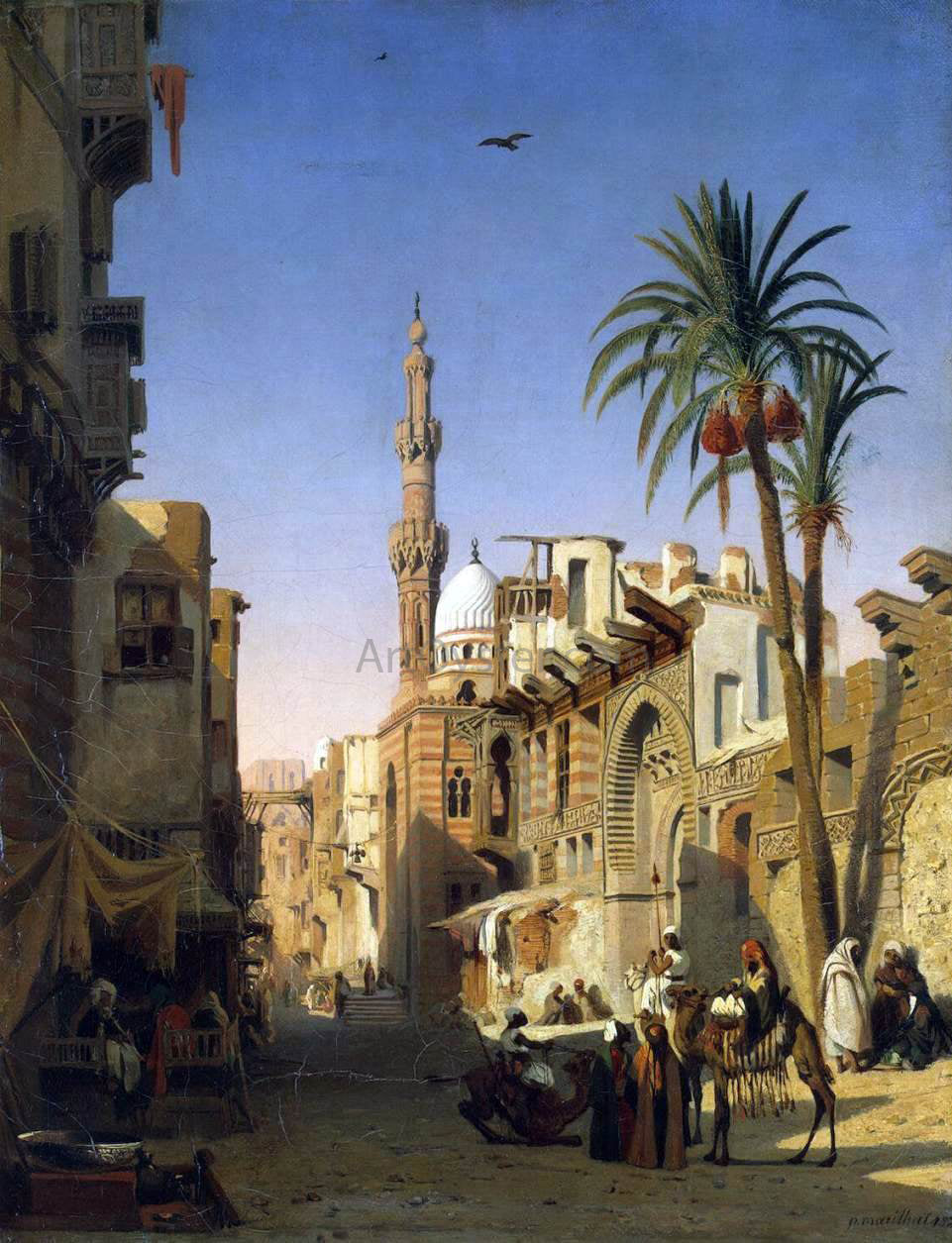 Prosper Marilhat Ezbekiyah Street in Cairo - Canvas Print