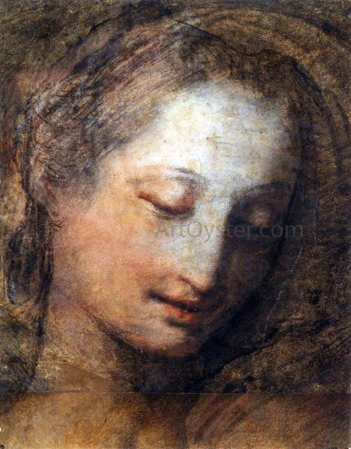 Federico Fiori Barocci Face of a Woman with Downcast Eyes - Canvas Print