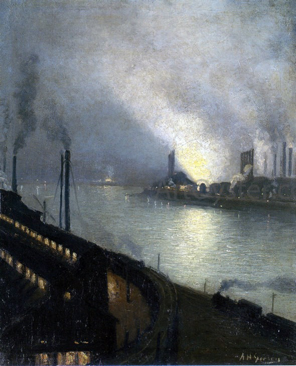 Aaron Harry Gorson Factories at Night - Canvas Print
