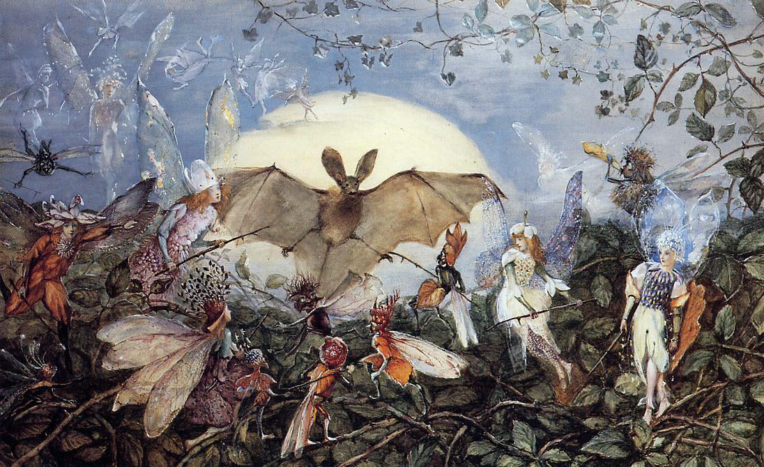 John Christian Fitzgerald Fairy Hordes Attacking a Bat - Canvas Print