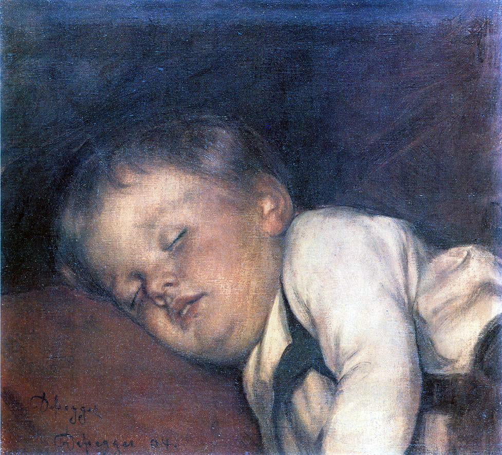 Franz Von Defregger Fallen Asleep - Canvas Print