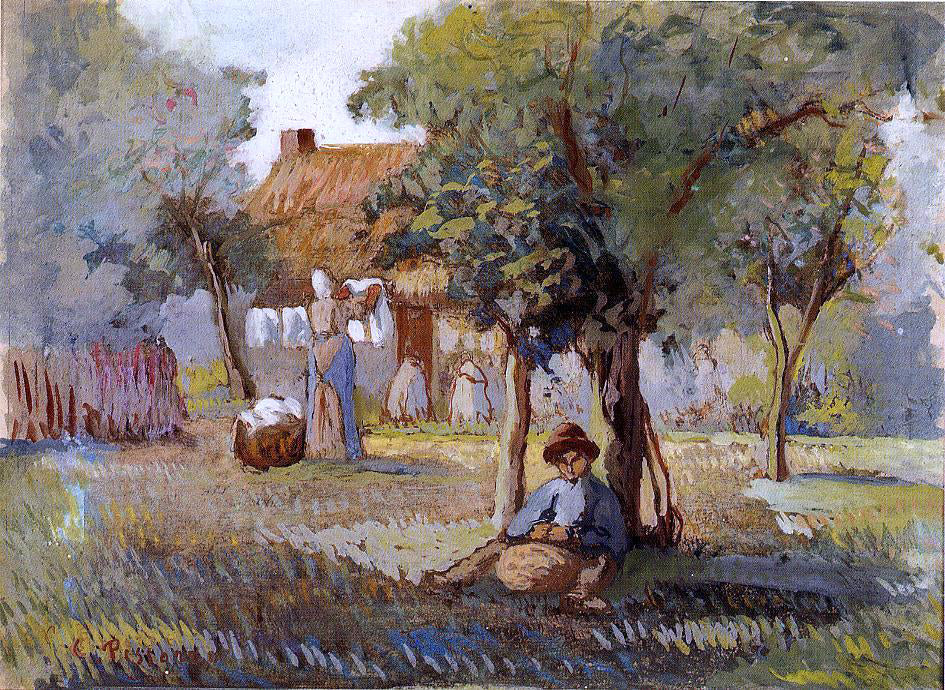 Camille Pissarro Family Garden - Canvas Print