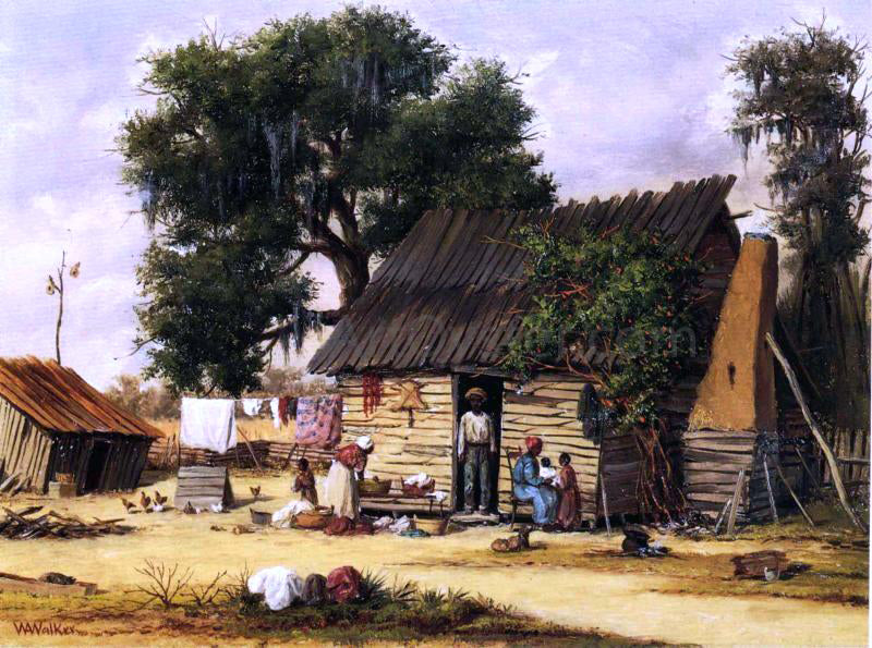 William Aiken Walker Family Gathered by a Cabin - Canvas Print