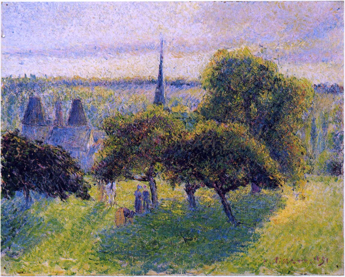 Camille Pissarro Farm and Steeple at Sunset - Canvas Print