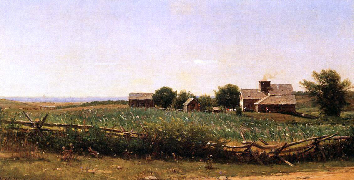 Thomas Worthington Whittredge Farm by the Shore - Canvas Print