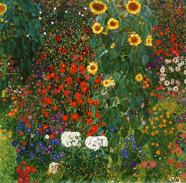 Gustav Klimt A Farm Garden with Sunflowers - Canvas Print