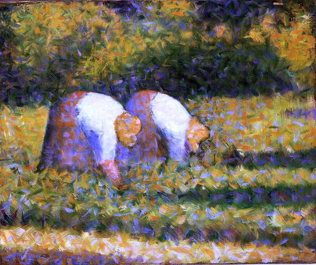 Georges Seurat Farm Women at Work - Canvas Print
