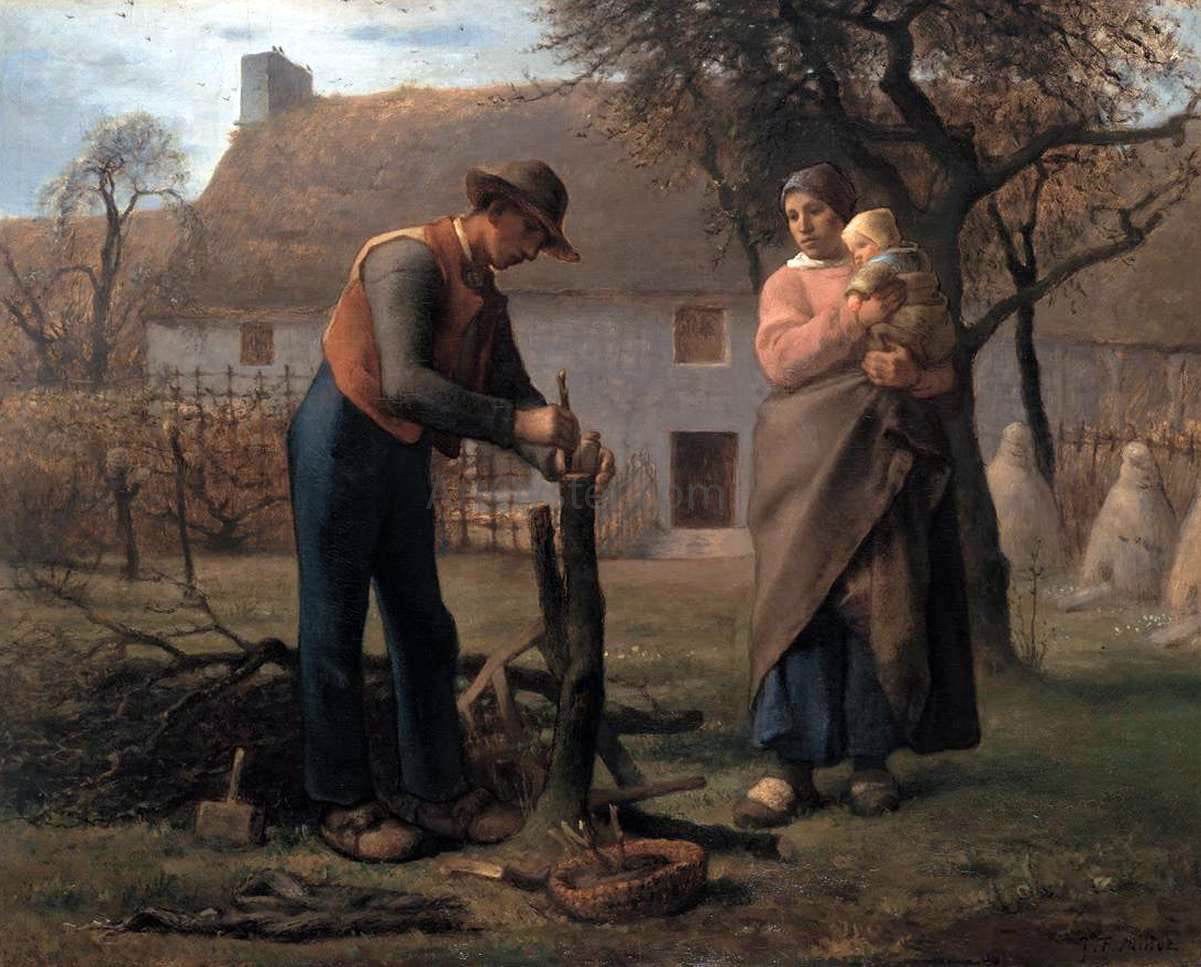 Jean-Francois Millet Farmer Inserting a Graft on a Tree - Canvas Print