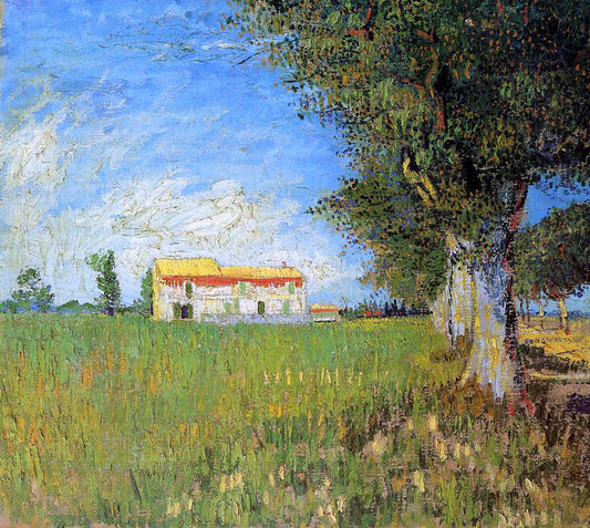 Vincent Van Gogh Farmhouse in a Wheat Field - Canvas Print