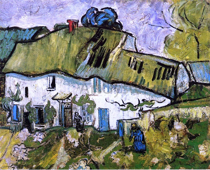 Vincent Van Gogh Farmhouse with Two Figures - Canvas Print