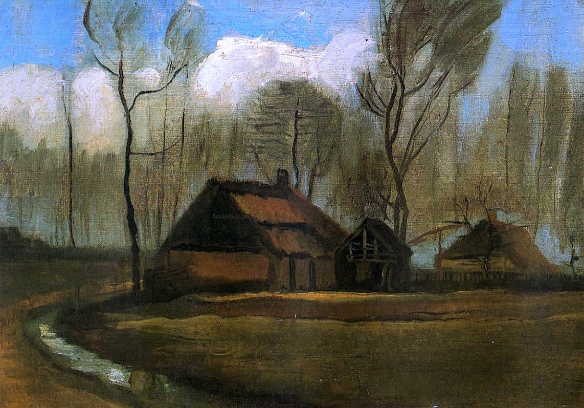 Vincent Van Gogh Farmhouses Among Trees - Canvas Print