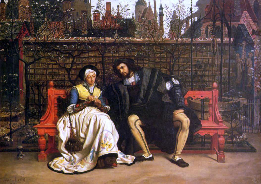 James Tissot Fauste and Marguerite in the Garden - Canvas Print