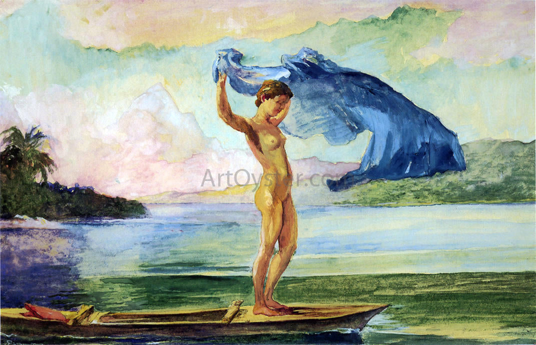John La Farge Fayaway Sails Her Boat, Samoa - Canvas Print