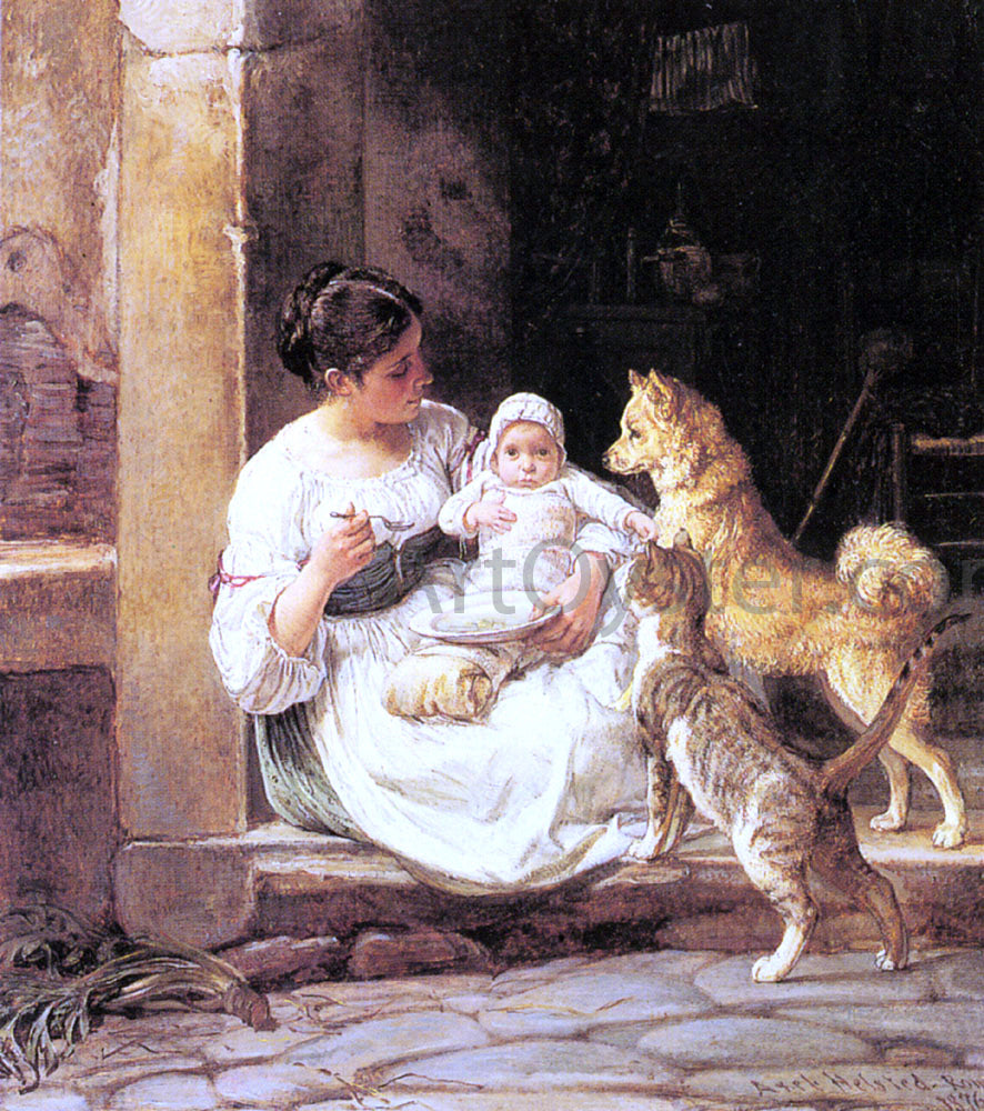Axel Helsted Feeding the Baby - Canvas Print