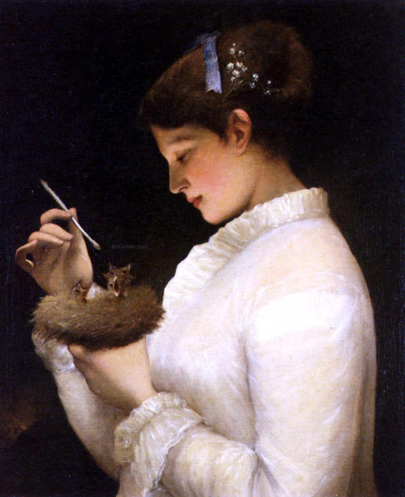 James Sant Feeding The Chicks - Canvas Print