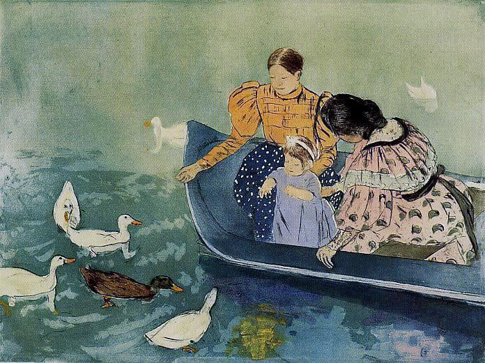 Mary Cassatt Feeding the Ducks - Canvas Print