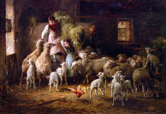 Luigi Chialiva Feeding Time - Canvas Print