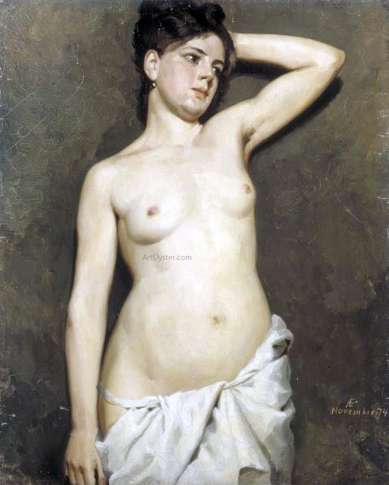 Albert Edelfelt A Female Model, Academic Study - Canvas Print