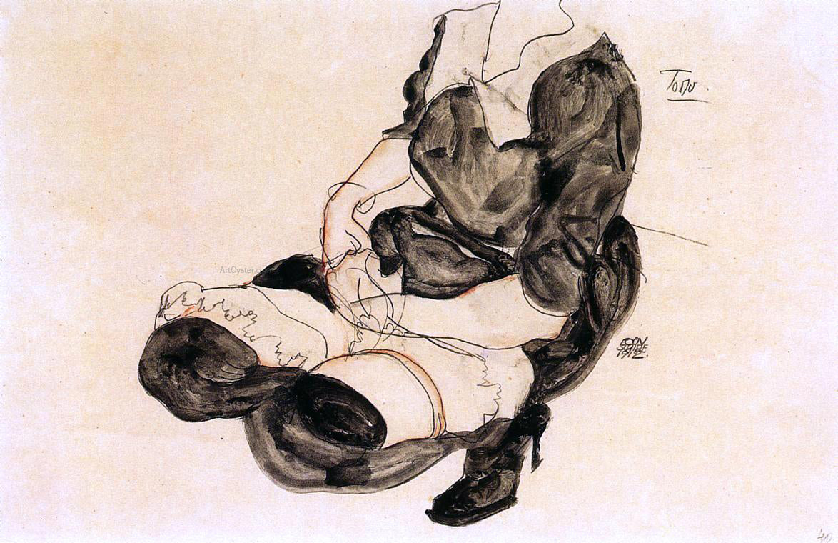 Egon Schiele Female Torso, Squatting - Canvas Print