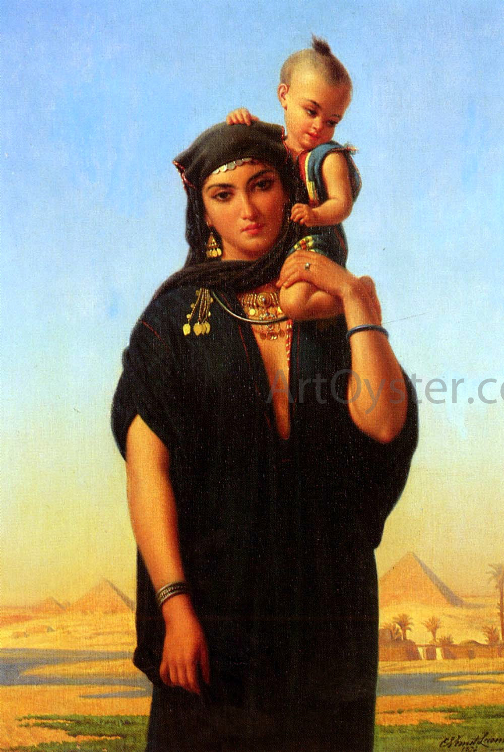 Charles Emile Hippolyte Lecomte-Vernet Femme Fellah Portant Son Enfant (Egypte) - Canvas Print