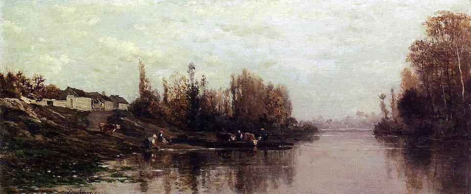 Charles Francois Daubigny Ferry at Glouton - Canvas Print