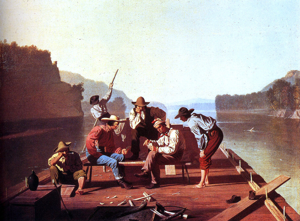George Caleb Bingham Ferrymen Playing Cards - Canvas Print