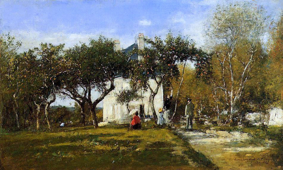 Eugene-Louis Boudin Fervaques, Garden and House of Monsieur Jacuette - Canvas Print
