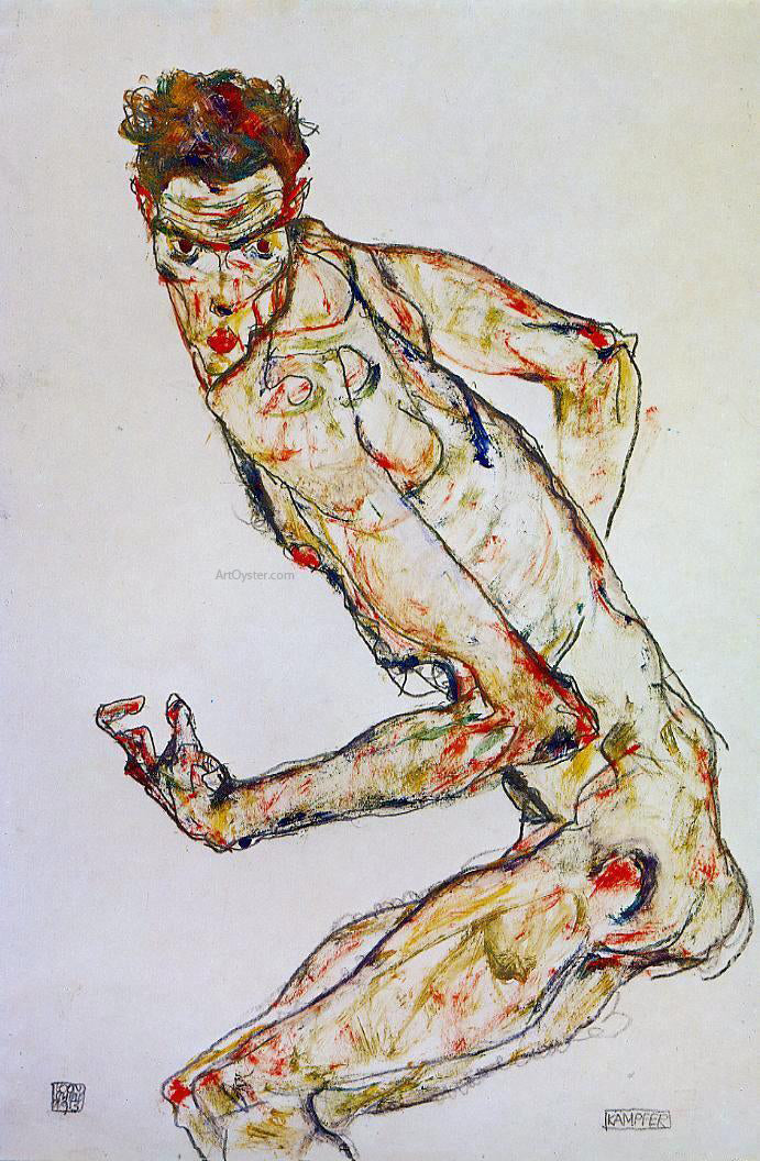 Egon Schiele Fighter - Canvas Print