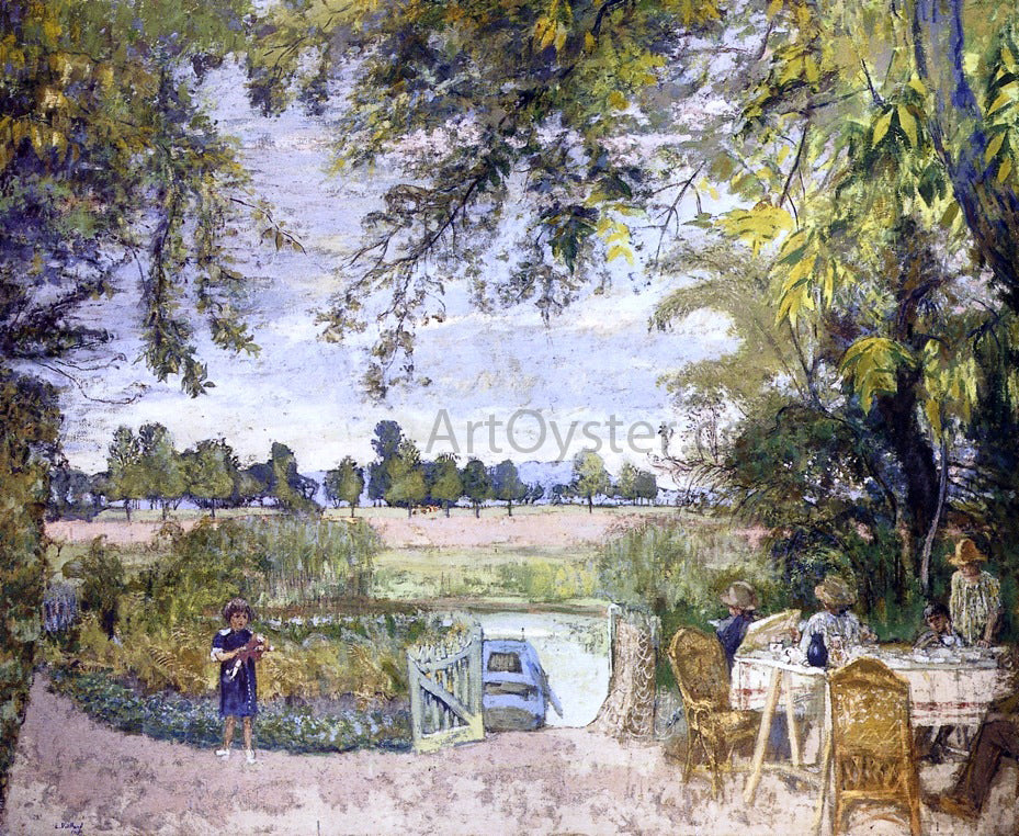Edouard Vuillard Figures Eating in a Garden by the Water: A Decorative Panel for Bois Lurette - Canvas Print