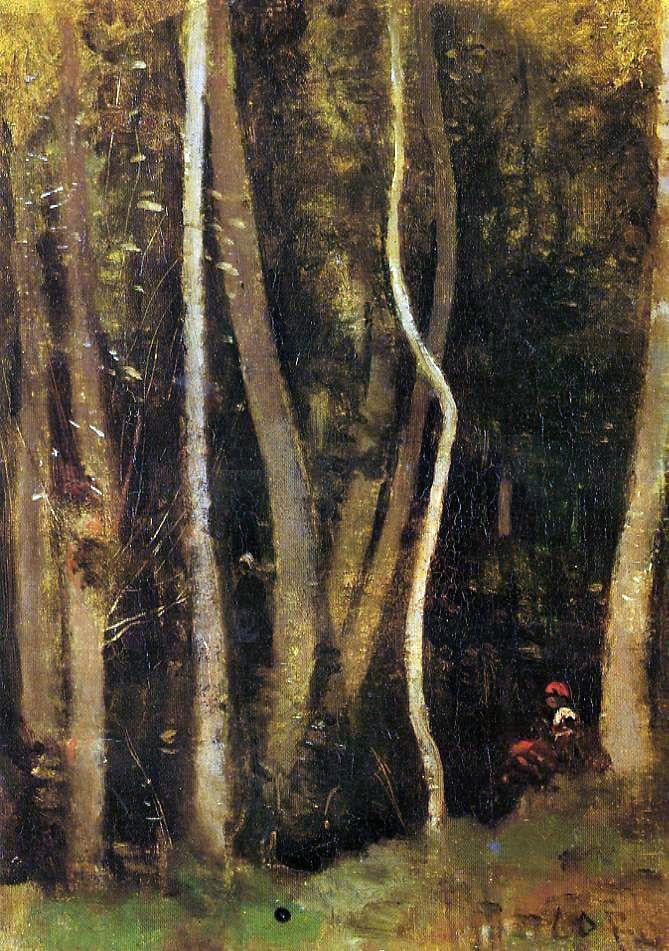 Jean-Baptiste-Camille Corot Figures in a Forest - Canvas Print