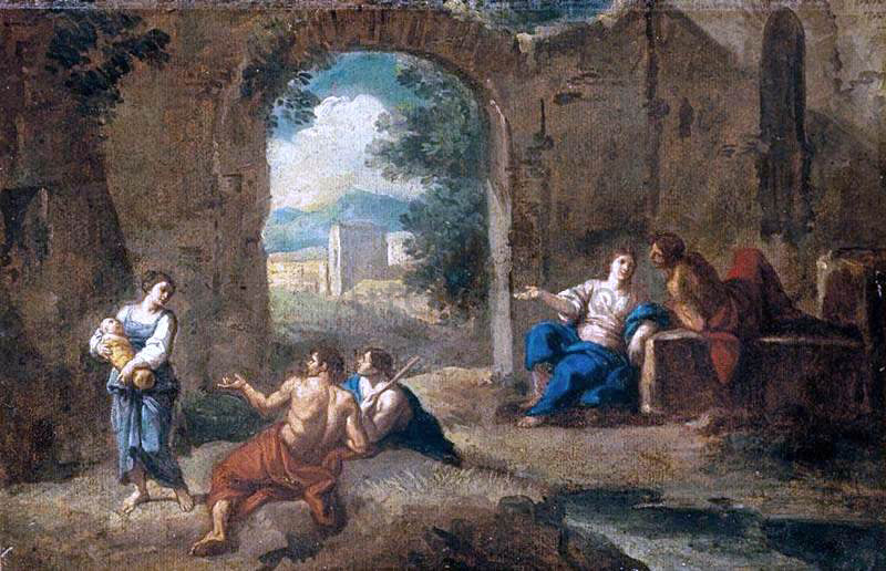 Andrea Locatelli Figures in a Landscape - Canvas Print