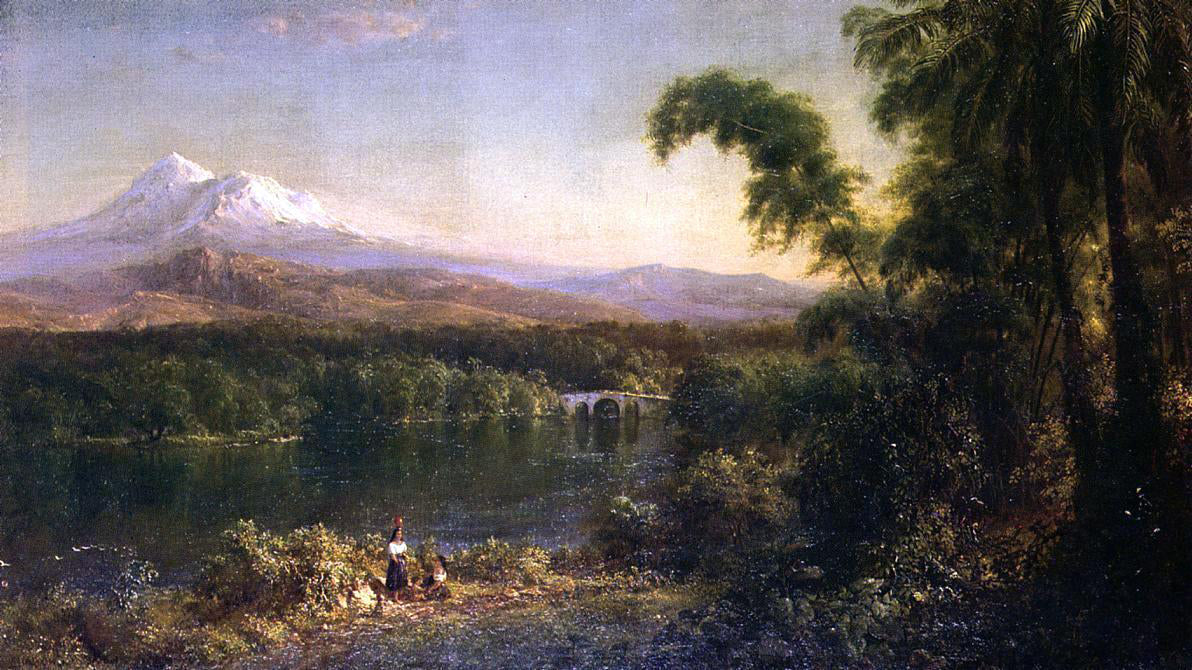Frederic Edwin Church Figures in an Ecuadorian Landscape - Canvas Print