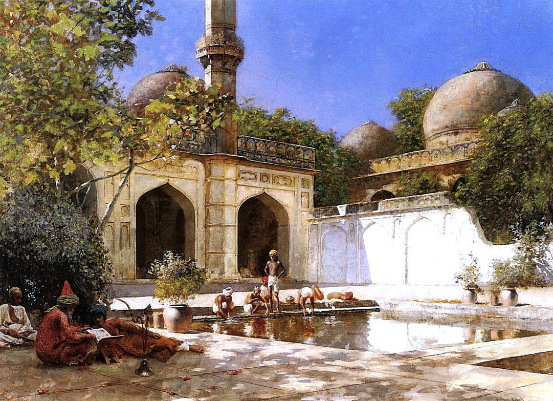 Edwin Lord Weeks Figures in the Courtyard of a Mosque - Canvas Print
