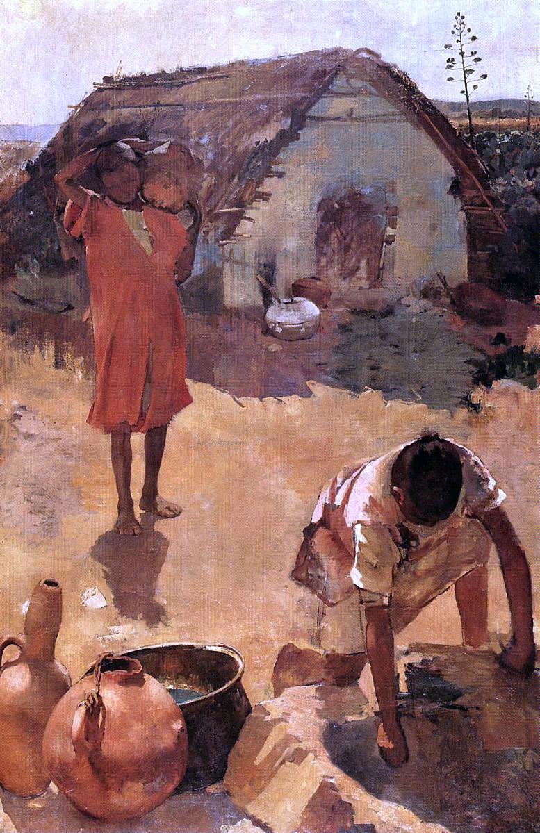 Theo Van Rysselberghe Figures near a Well in Morocco - Canvas Print