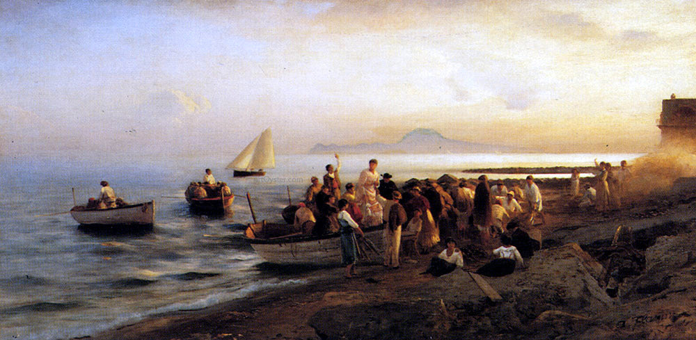 Albert Flamm Figures on a Shore - Canvas Print