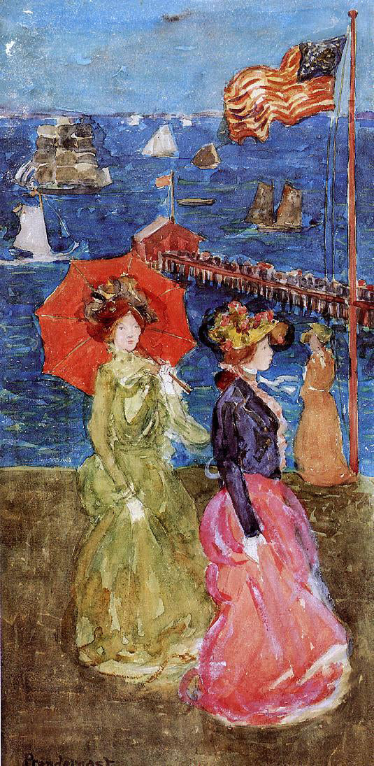 Maurice Prendergast Figures under the Flag - Canvas Print