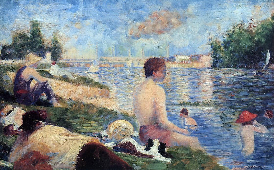 Georges Seurat Final Study for 'Bathing at Asnieres - Canvas Print