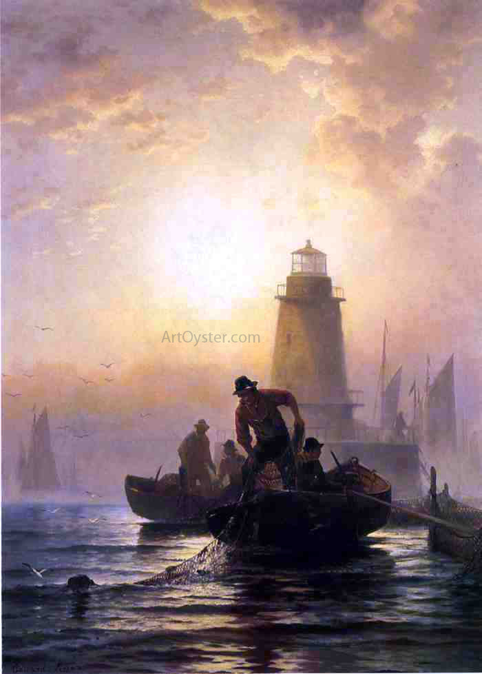 Edward Moran At Fish Pond, Orient Bay, Long Island - Canvas Print