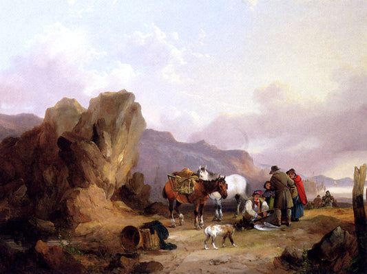 Senior William Shayer Fisherfolk Sorting The Catch - Canvas Print