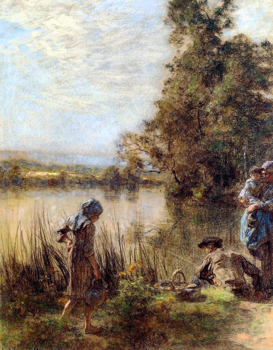 Leon Augustin L'hermitte) Fisherman and His Family - Canvas Print