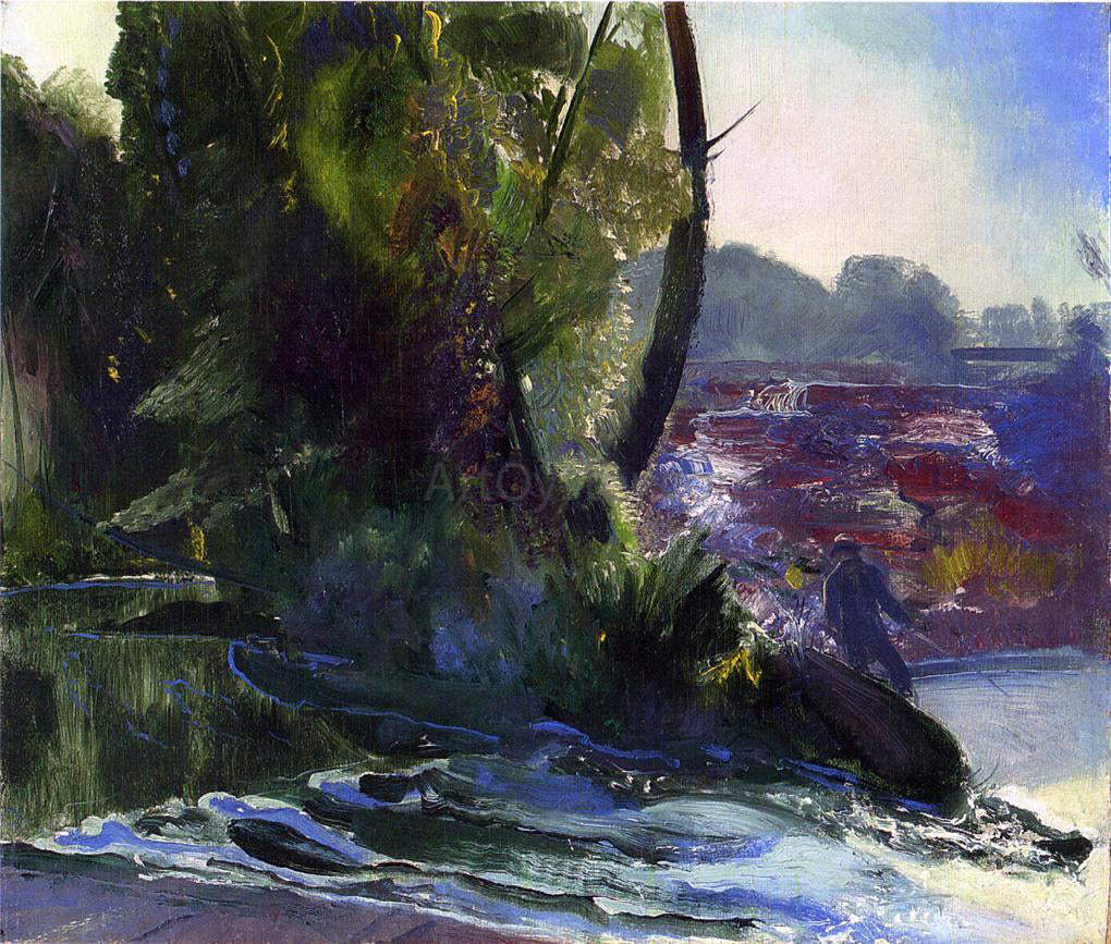 George Wesley Bellows Fisherman and Stream - Canvas Print