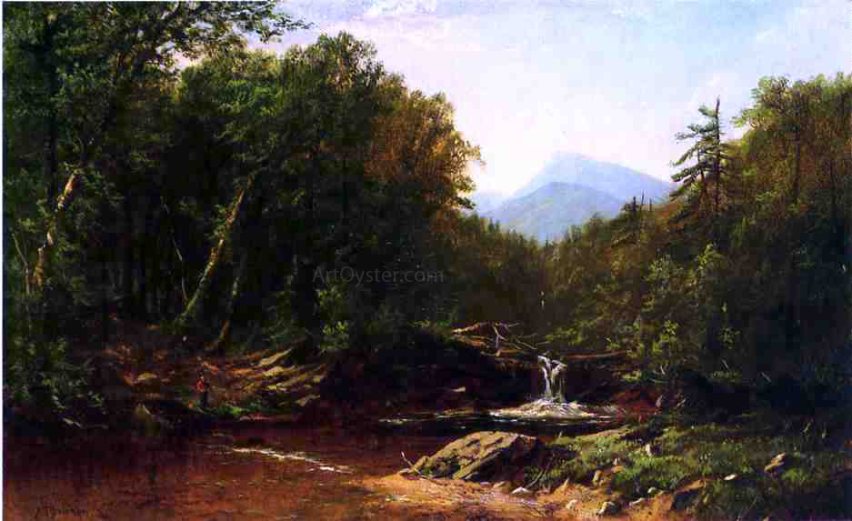 Alfred Thompson Bricher Fisherman by a Mountain Stream - Canvas Print
