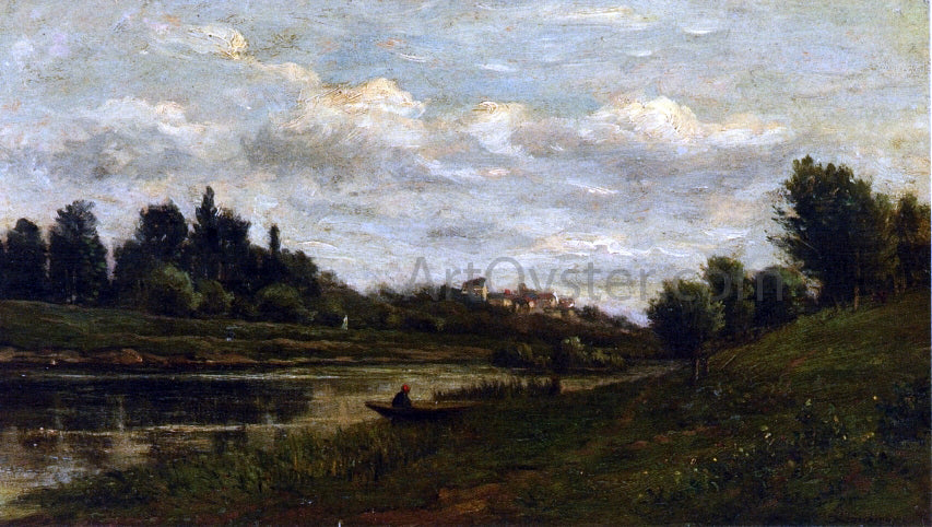 Charles Francois Daubigny Fisherman on the Banks of the River - Canvas Print